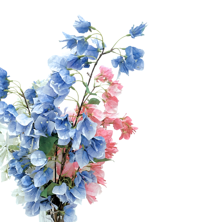 Evighedsbuket Bougainvillea i Blå, Hvid & Pink (H80cm)