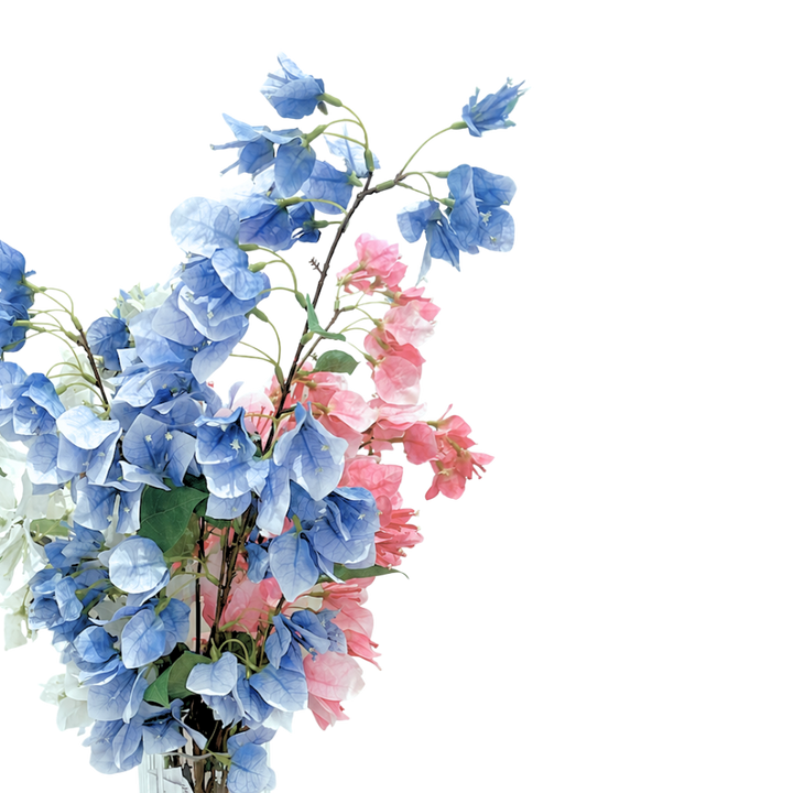 Evighedsbuket Bougainvillea i Blå, Hvid & Pink (H80cm)