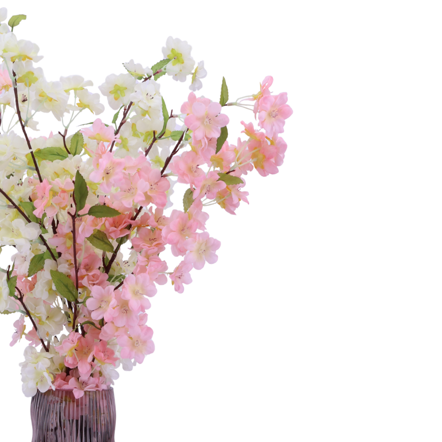 Evighedsbuket Ferskenblomst i Hvid og Lyserød (H105cm)