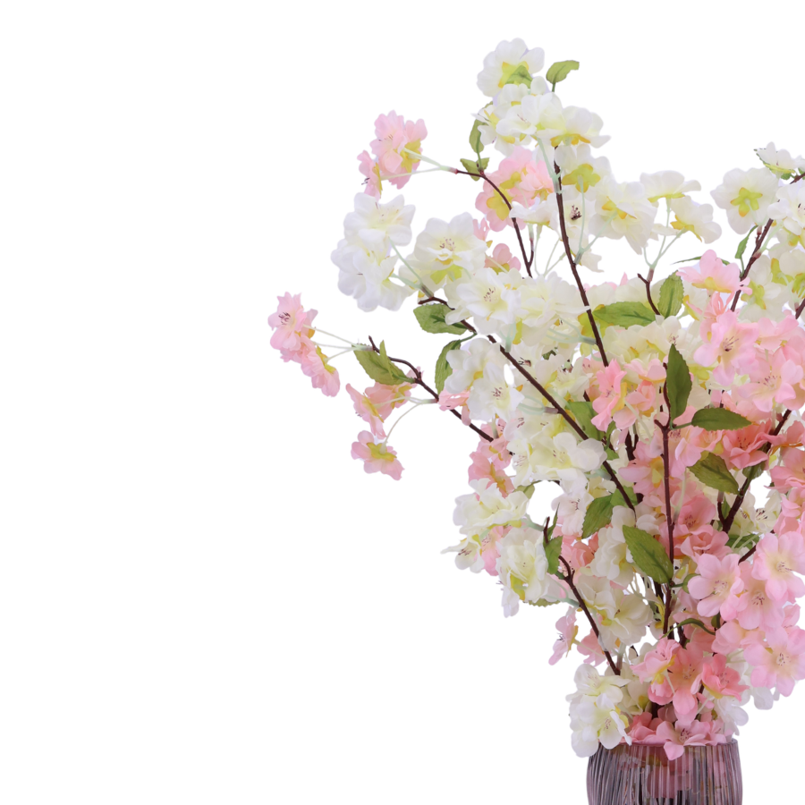 Evighedsbuket Ferskenblomst i Hvid og Lyserød (H105cm)