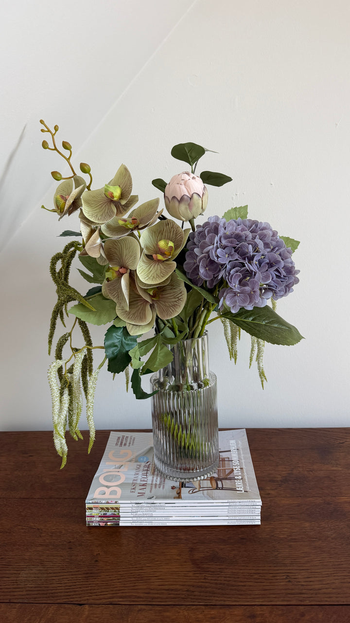 Evighedsbuket Lilla Natur m. Protea og Hortensia