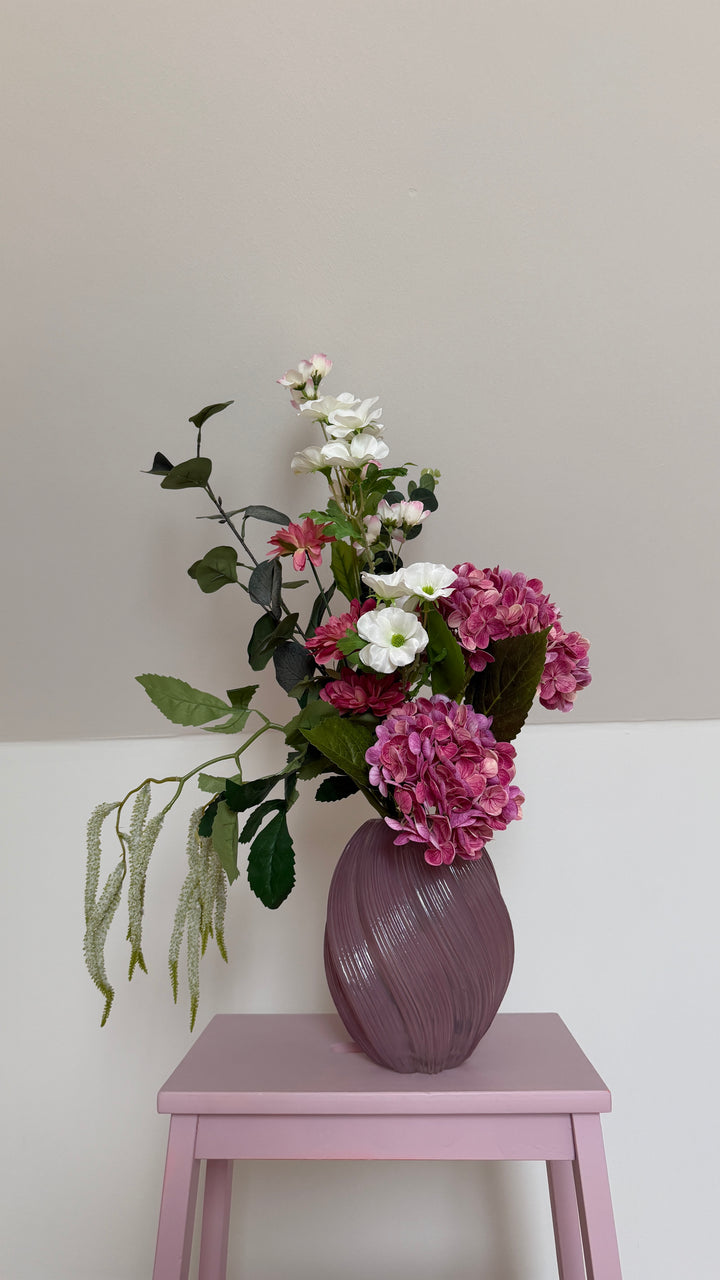 Evighedsbuket Lyserød Hortensia m. Flerfarvede Blomster