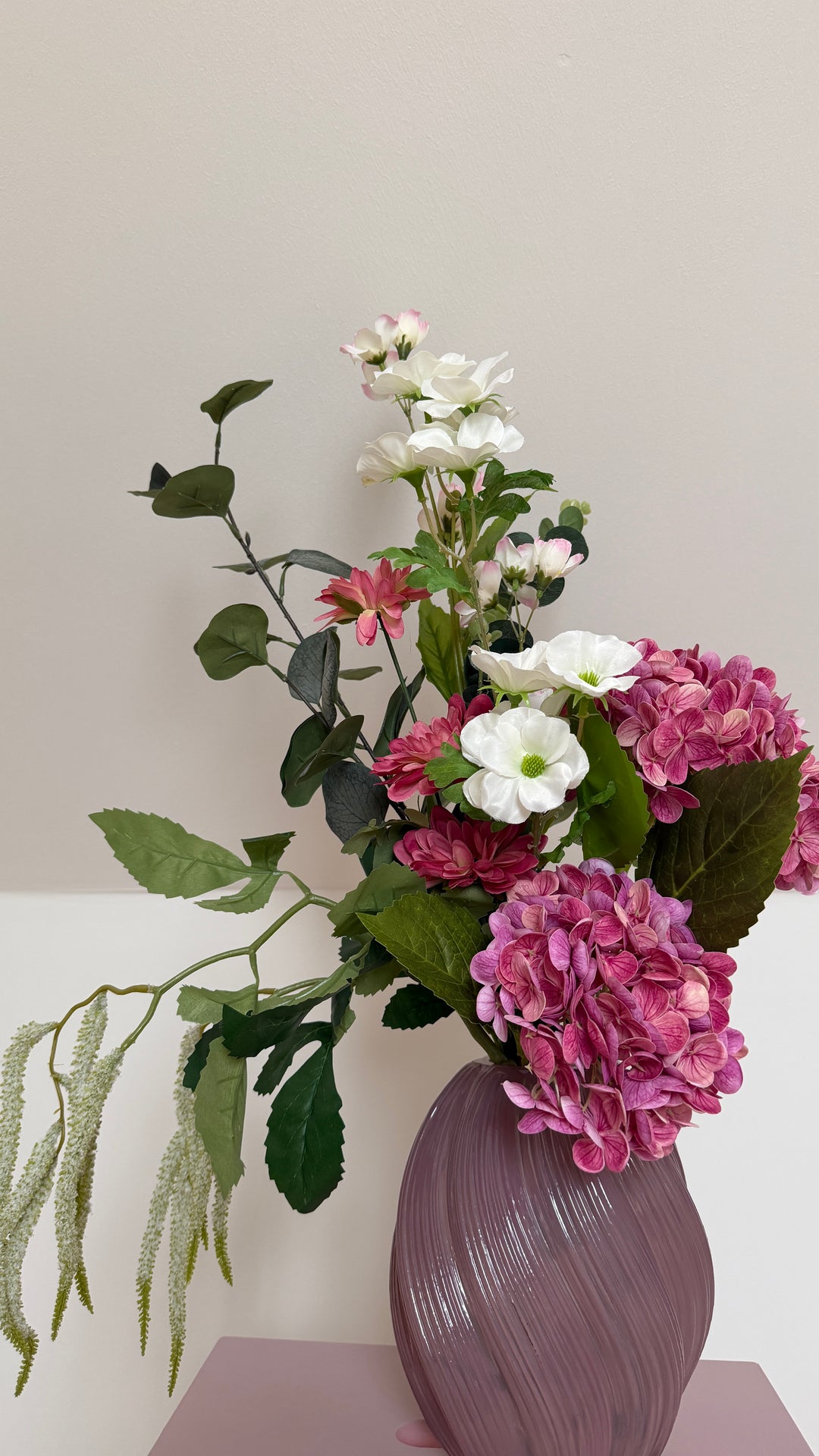 Evighedsbuket Lyserød Hortensia m. Flerfarvede Blomster