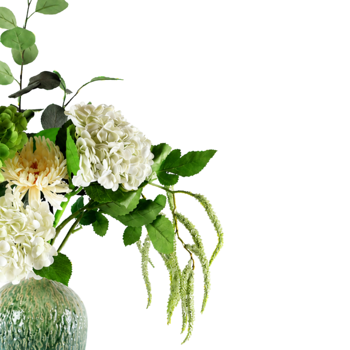 Evighedsbuket Nordisk Natur m. Hvide og Grønne Blomster