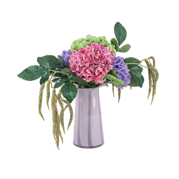 Evighedsbuket med Hortensia i Lyserød, Lilla & Grøn