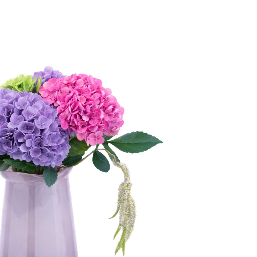 Evighedsbuket med Hortensia i Lyserød, Lilla & Grøn