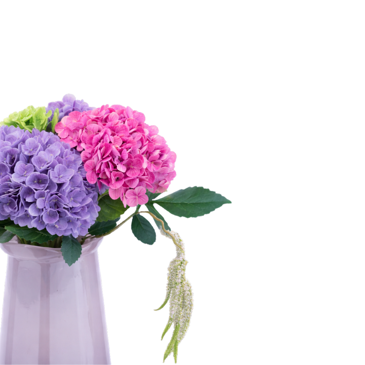 Evighedsbuket med Hortensia i Lyserød, Lilla & Grøn
