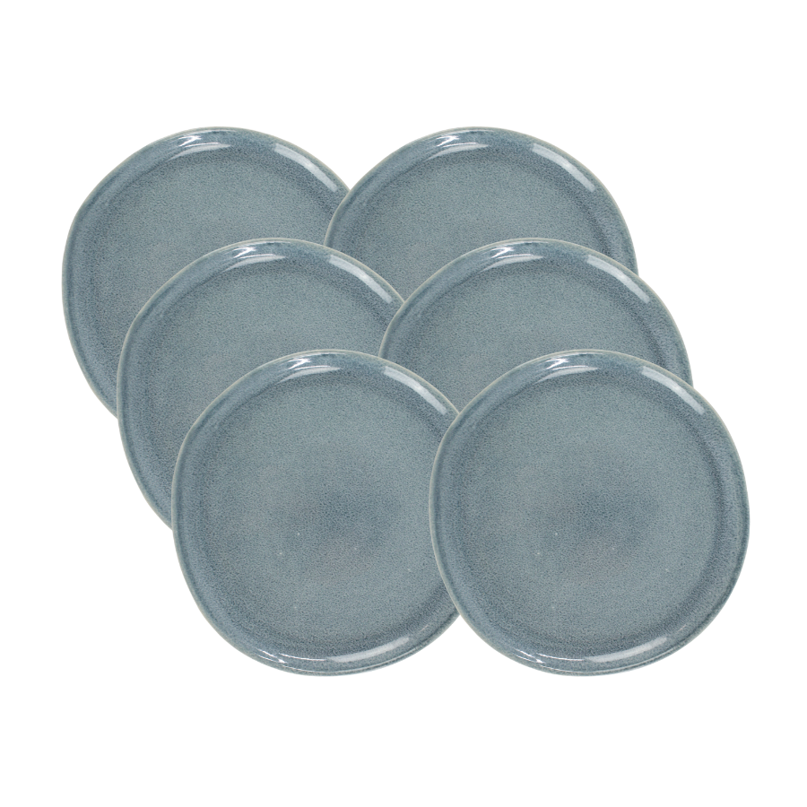 6 stk. Keramik Frokosttallerkener BRITNEY i Blå (Ø20,3cm)