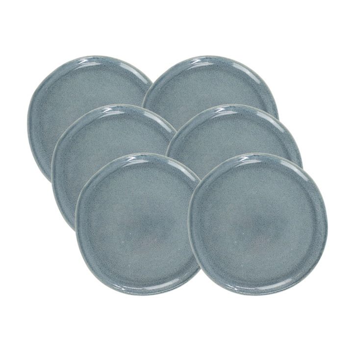 6 stk. Keramik Frokosttallerkener BRITNEY i Blå (Ø20,3cm)