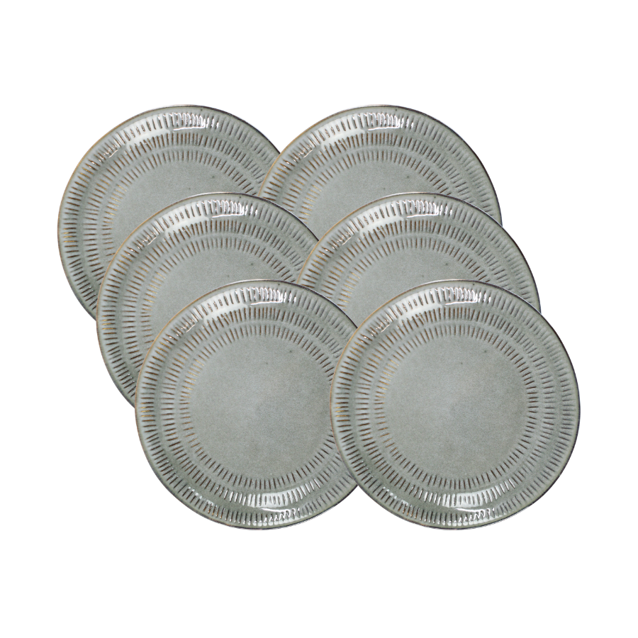 6 stk. Keramik Frokosttallerkener BIRGIT i Grøn (Ø20,5cm)