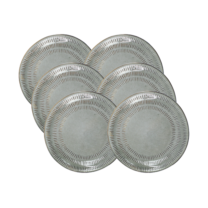 6 stk. Keramik Frokosttallerkener BIRGIT i Grøn (Ø20,5cm)