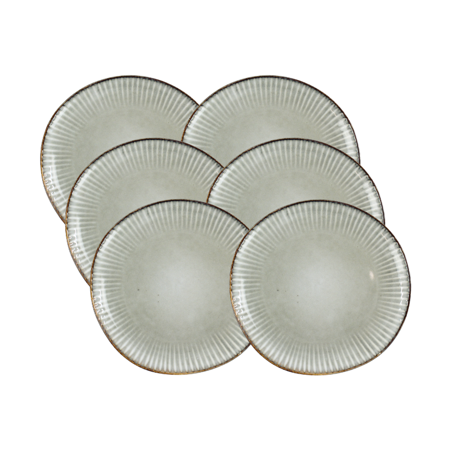 6 stk. Keramik Frokosttallerkener BRUCE i Grå (Ø21,5cm)