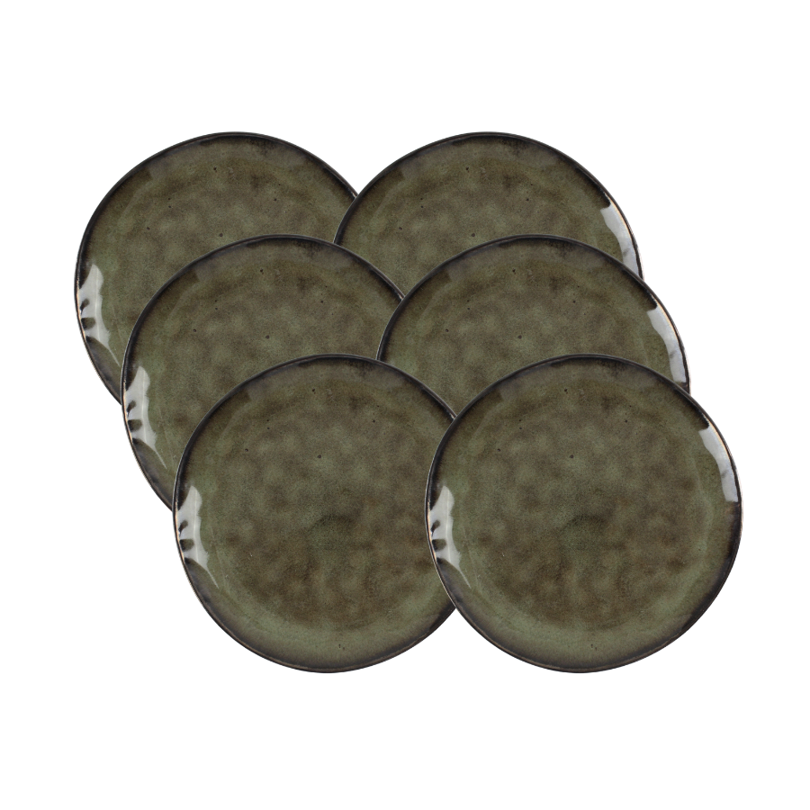 6 stk. Frokosttallerkener DAKOTA i Grøn (Ø20cm)