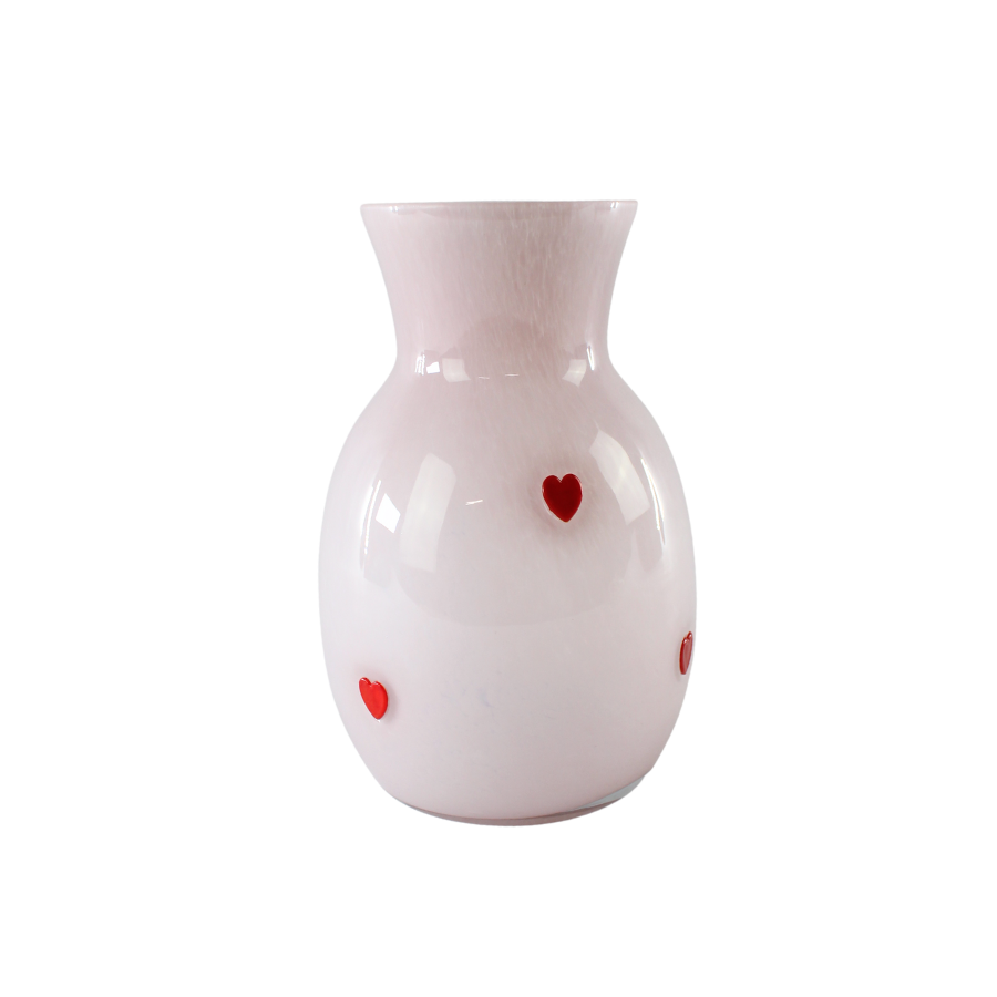Glas Vase FAATIMA (15x22,5cm) Lyserød med hjerte