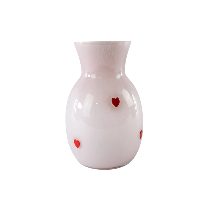 Glas Vase FAATIMA (15x22,5cm) Lyserød med hjerte