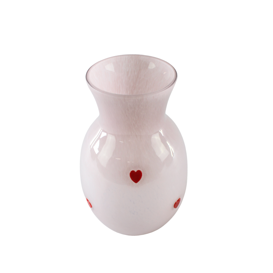 Glas Vase FAATIMA (15x22,5cm) Lyserød med hjerte
