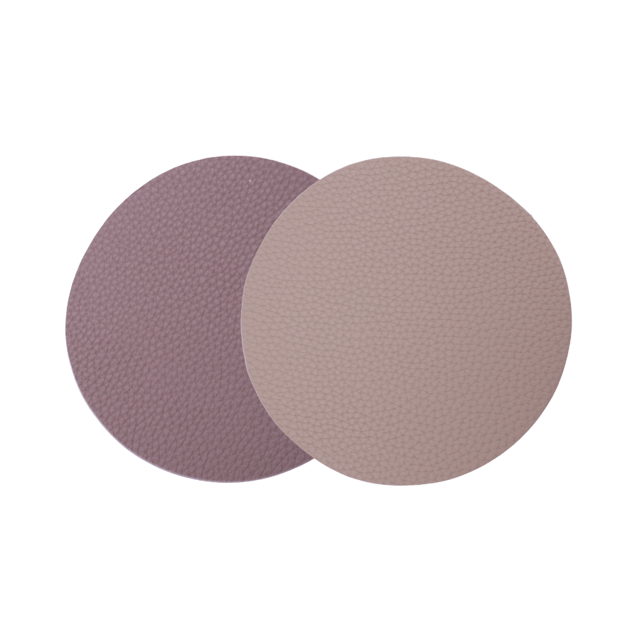 Glasbrik Rund PU Læder (Ø10 cm)Beige/Brun 6 stk