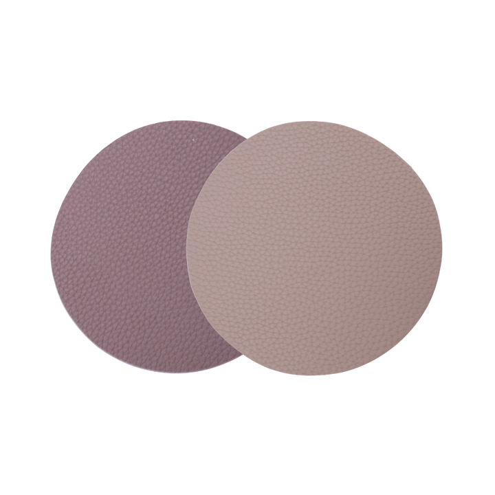 Glasbrik Rund PU Læder (Ø10 cm)Beige/Brun 6 stk