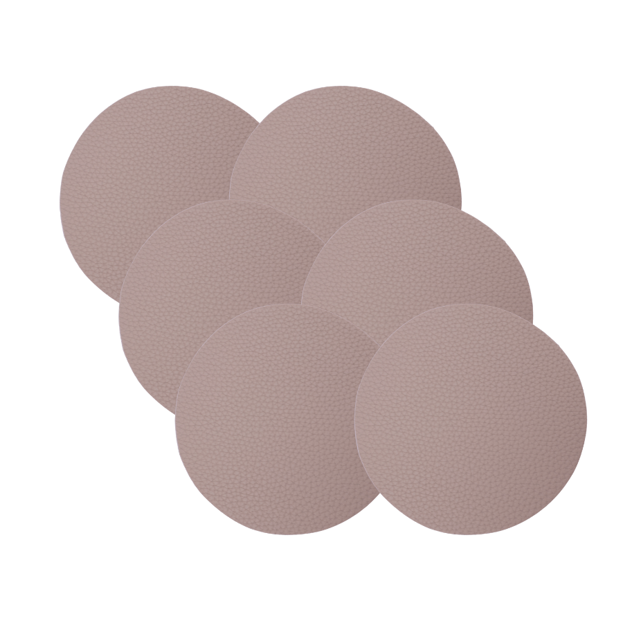 Glasbrik Rund PU Læder (Ø10 cm)Beige/Brun 6 stk