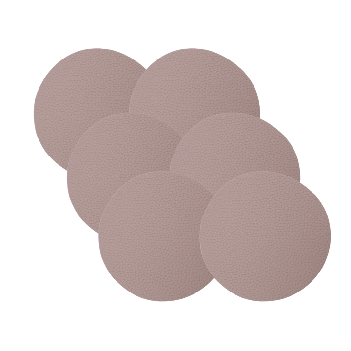 Glasbrik Rund PU Læder (Ø10 cm)Beige/Brun 6 stk