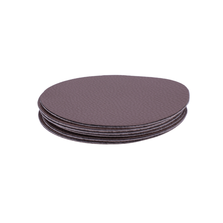 Glasbrik Rund PU Læder (Ø10 cm)Beige/Brun 6 stk