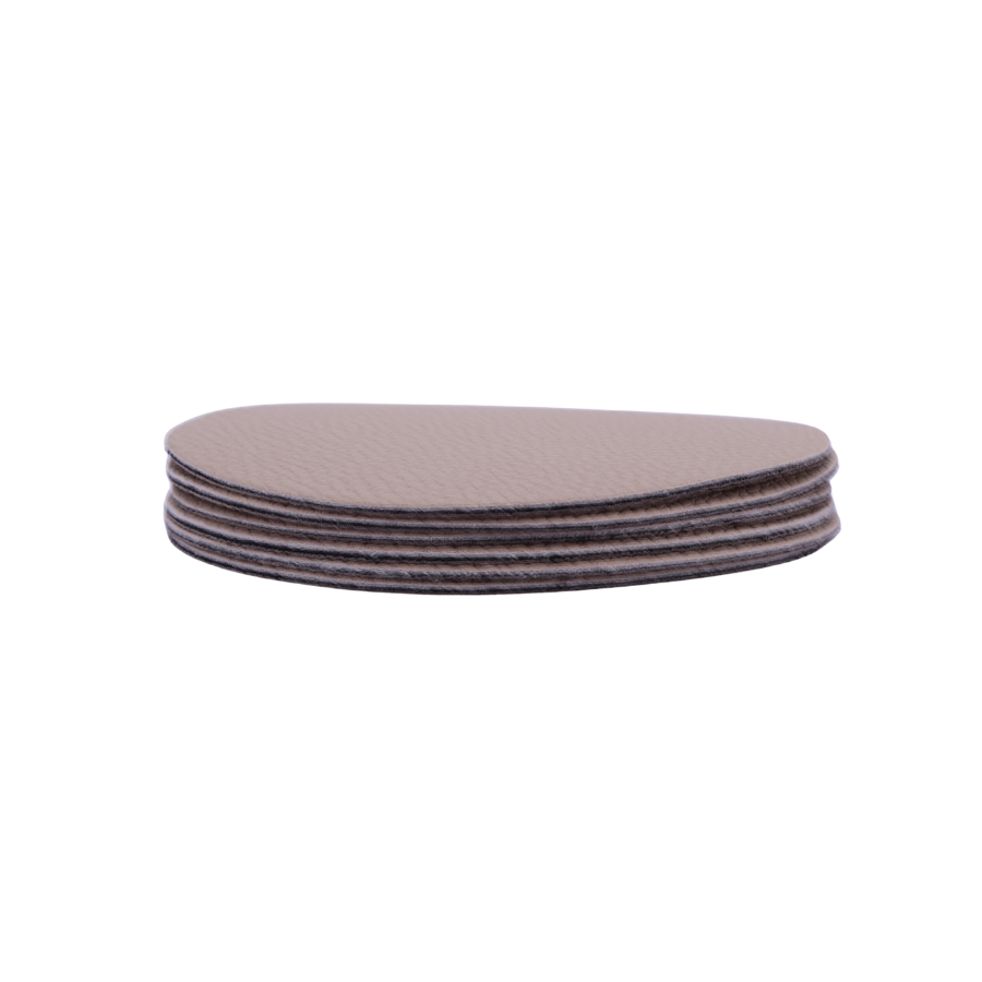 Glasbrik Rund PU Læder (Ø10 cm)Beige/Brun 6 stk