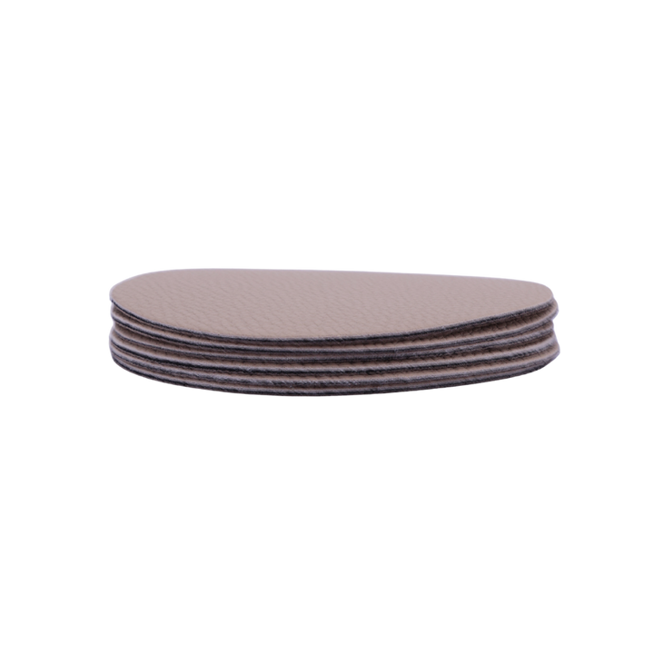 Glasbrik Rund PU Læder (Ø10 cm)Beige/Brun 6 stk