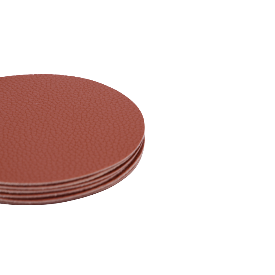 Glasbrik Rund PU Læder (Ø10 cm) Brun 6 stk