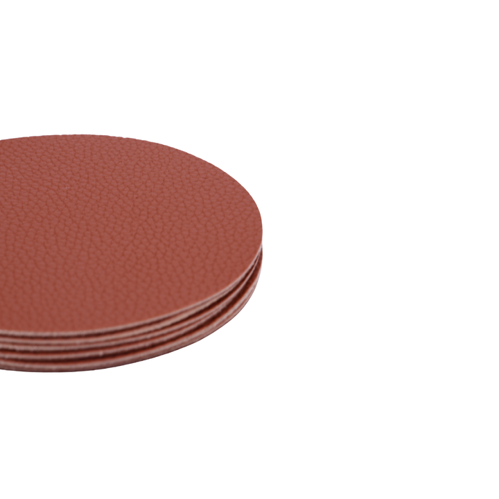 Glasbrik Rund PU Læder (Ø10 cm) Brun 6 stk