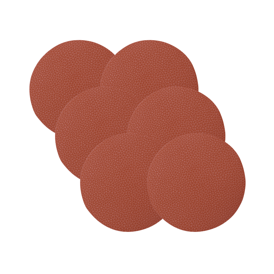 Glasbrik Rund PU Læder (Ø10 cm) Brun 6 stk