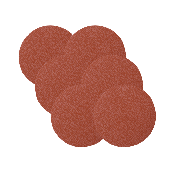 Glasbrik Rund PU Læder (Ø10 cm) Brun 6 stk