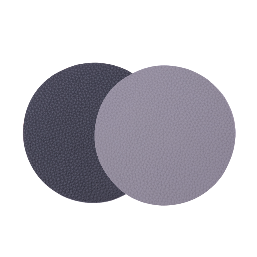 Glasbrik  Rund PU Læder (Ø10 cm)Sort/Grå 6 stk