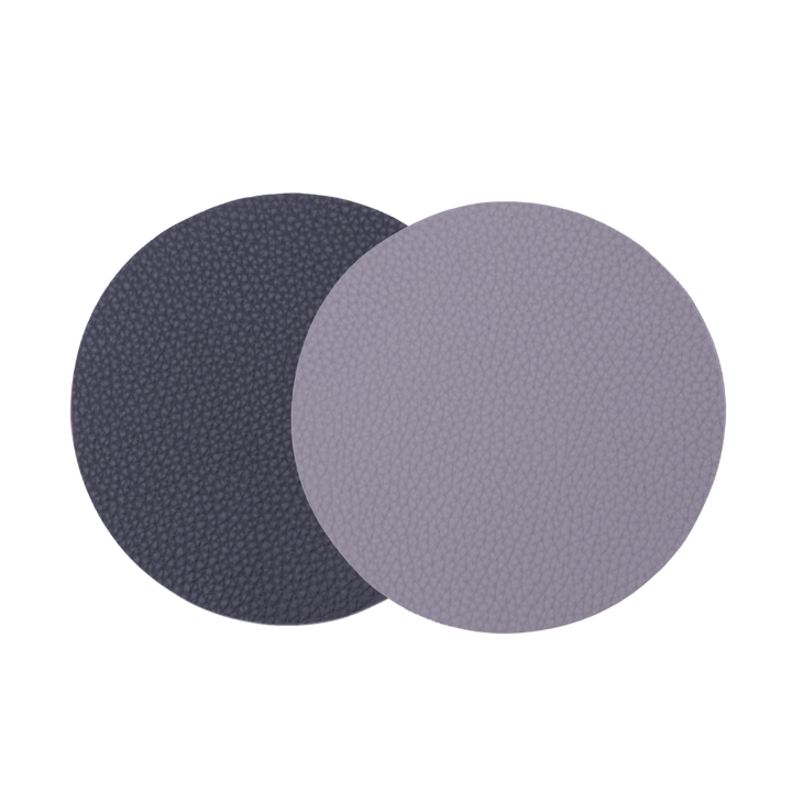 Glasbrik  Rund PU Læder (Ø10 cm)Sort/Grå 6 stk