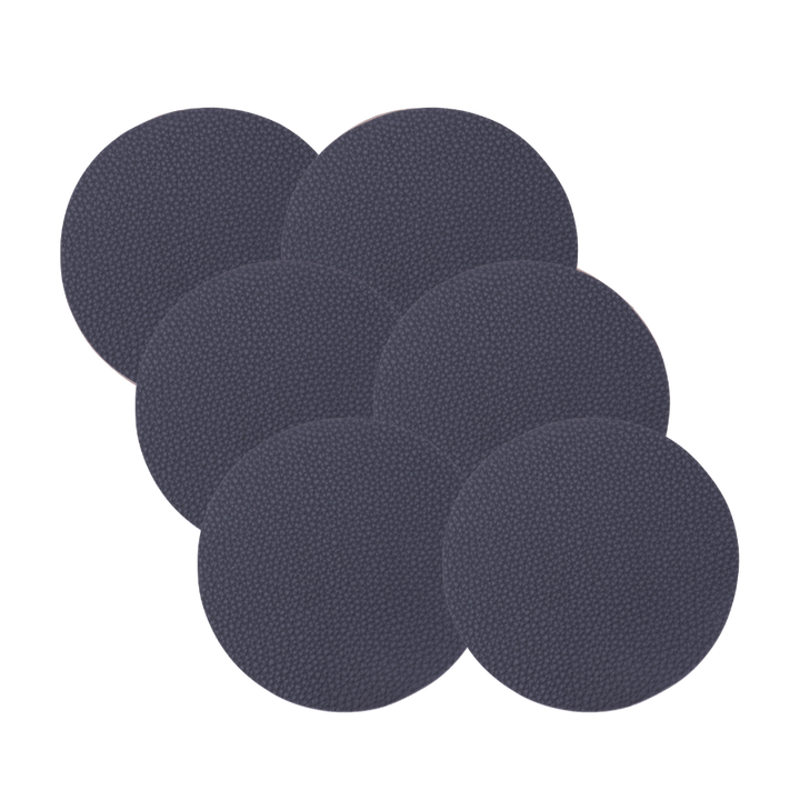 Glasbrik  Rund PU Læder (Ø10 cm)Sort/Grå 6 stk