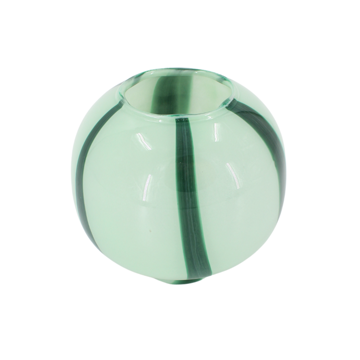 Glasvase Lille Kuppel i Grøn m. Striber
