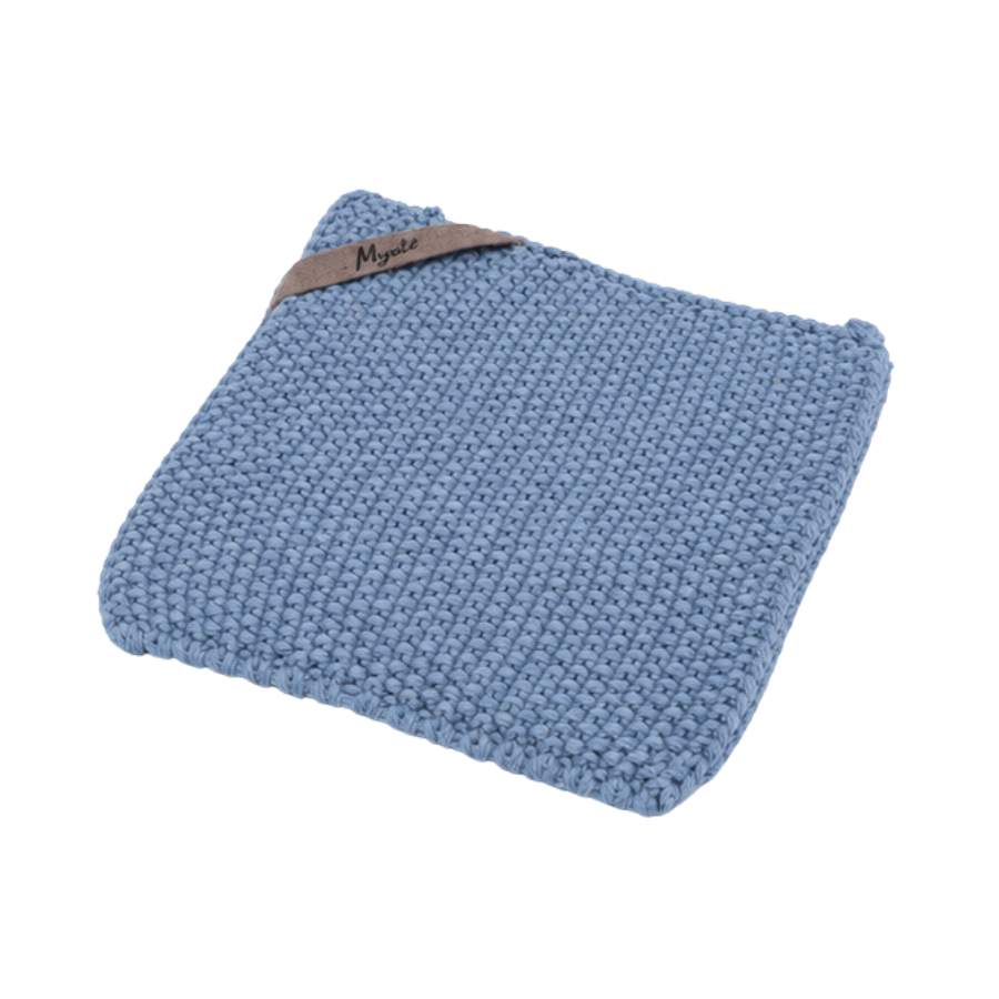 2 stk. Ib Laursen Grydelapper Mynte Strik i Blue Bell (22x22cm)