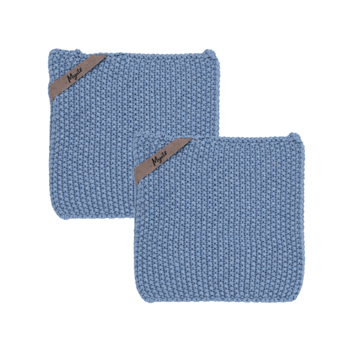 2 stk. Ib Laursen Grydelapper Mynte Strik i Blue Bell (22x22cm)