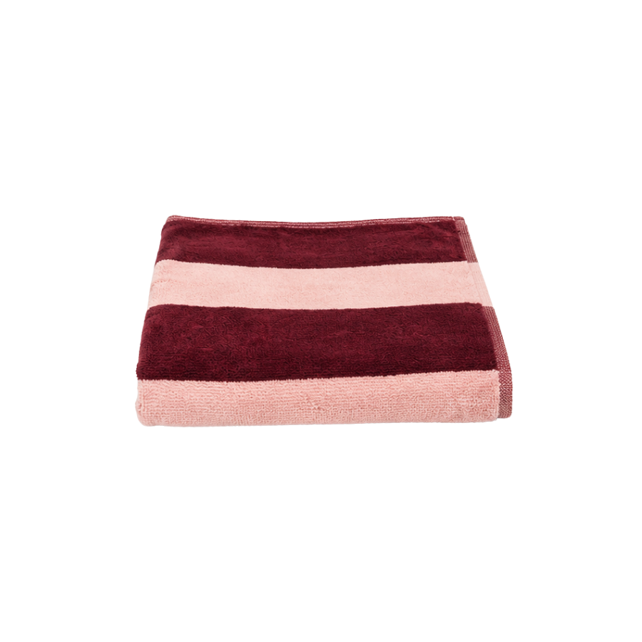 Håndklæde Strib Rosa/Bordeaux (50x90cm)