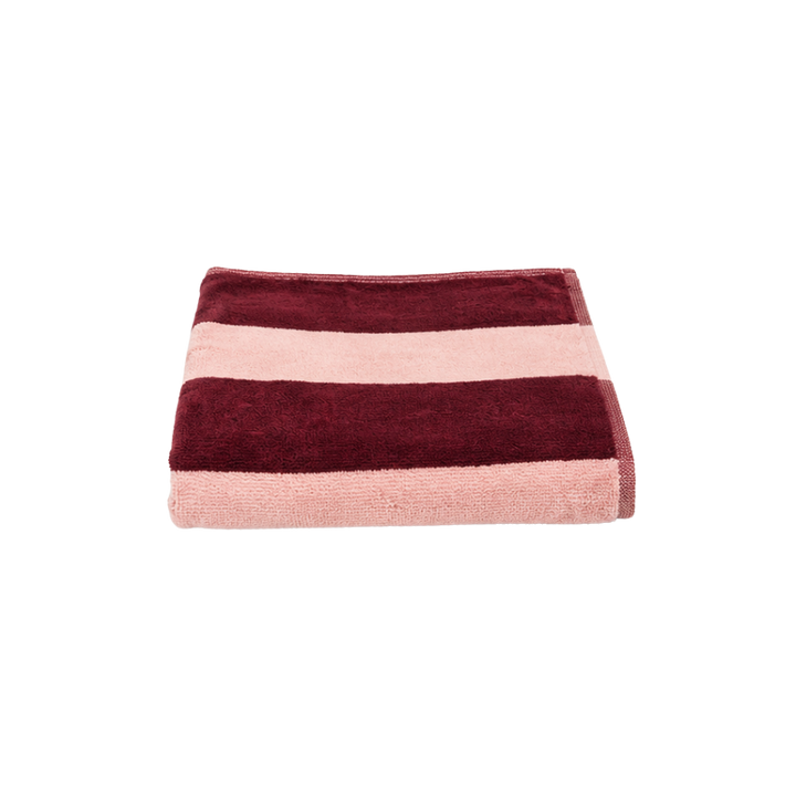 Håndklæde Strib Rosa/Bordeaux (50x90cm)