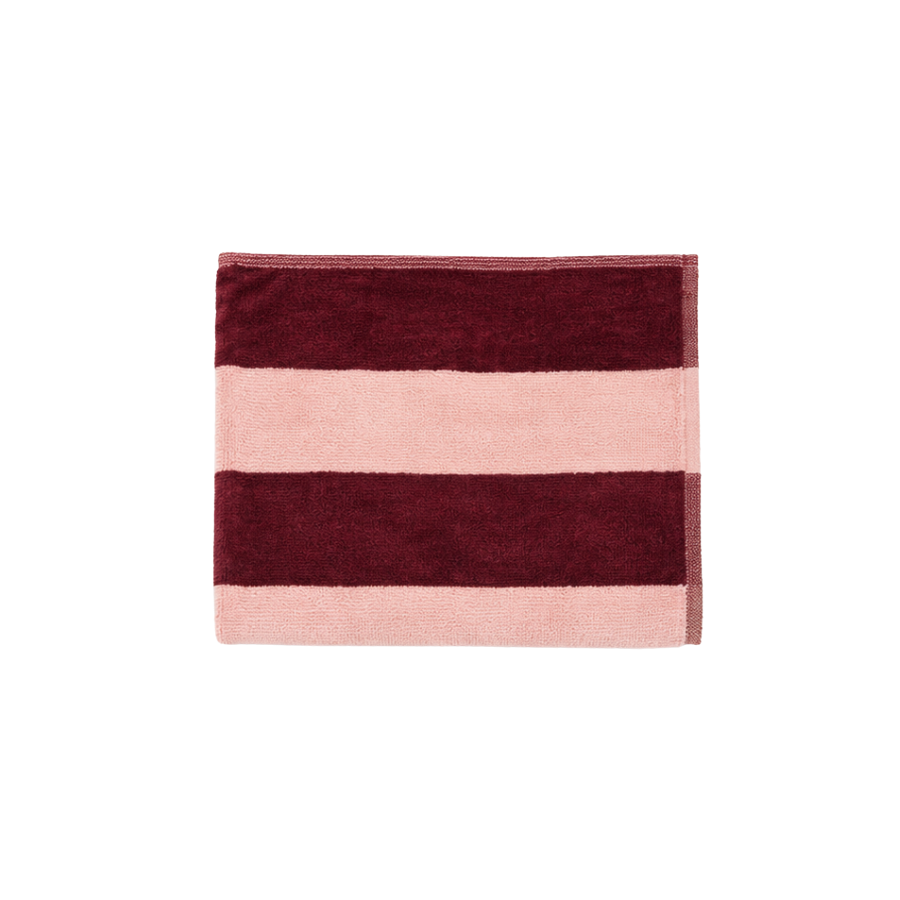 Håndklæde Strib Rosa/Bordeaux (50x90cm)