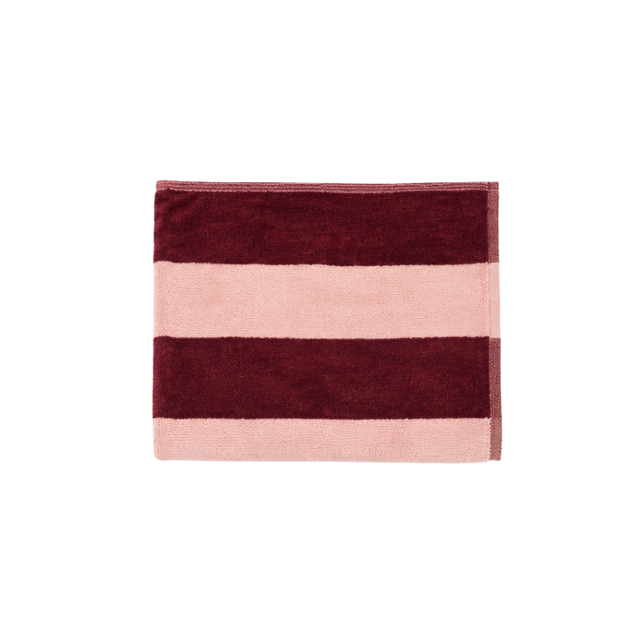 Håndklæde Strib Rosa/Bordeaux (50x90cm)