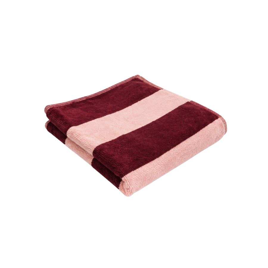 Håndklæde Strib Rosa/Bordeaux (50x90cm)