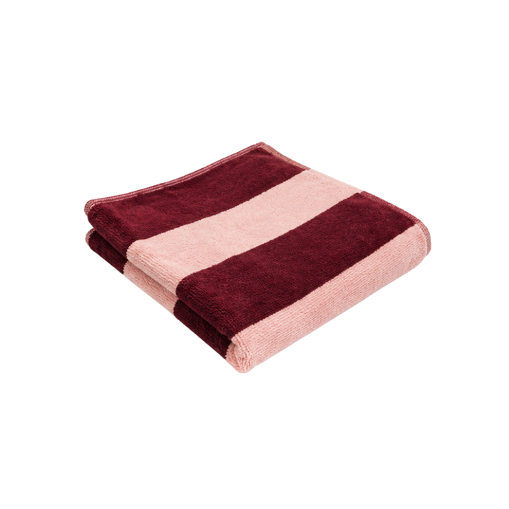 Håndklæde Strib Rosa/Bordeaux (50x90cm)
