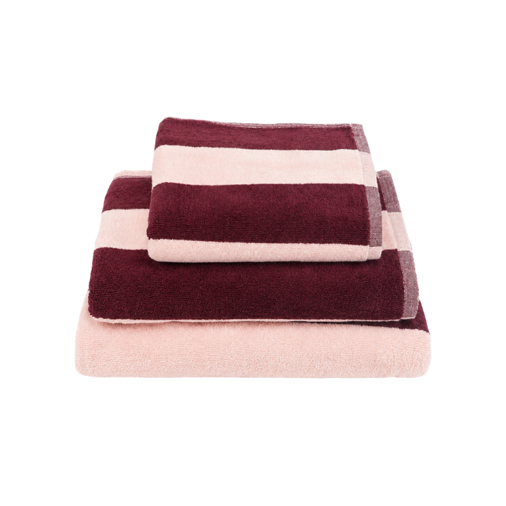 Håndklæde Strib Rosa/Bordeaux (70x135cm)