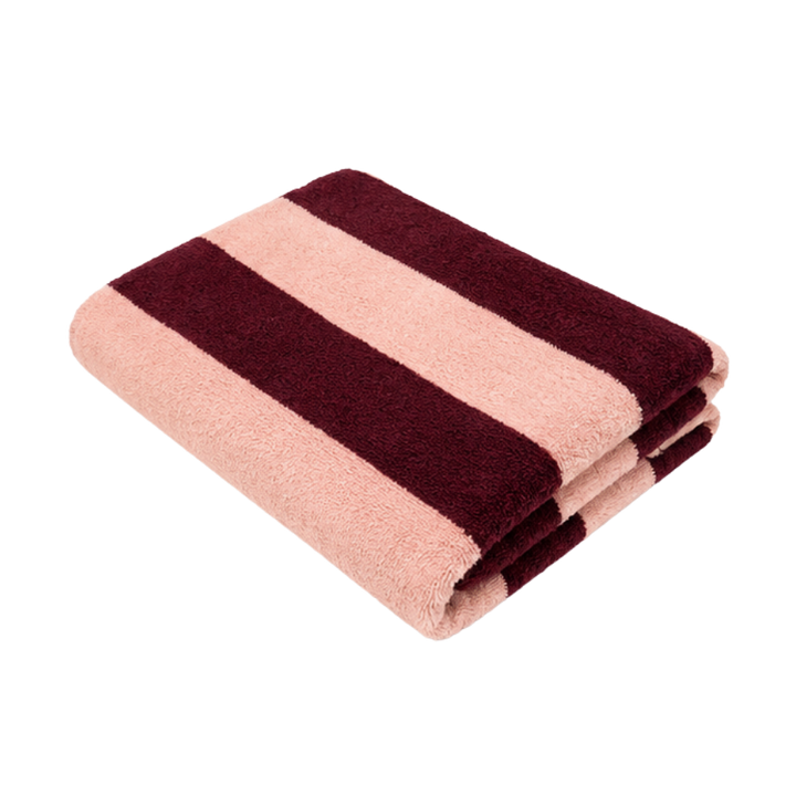 Håndklæde Strib Rosa/Bordeaux (70x135cm)