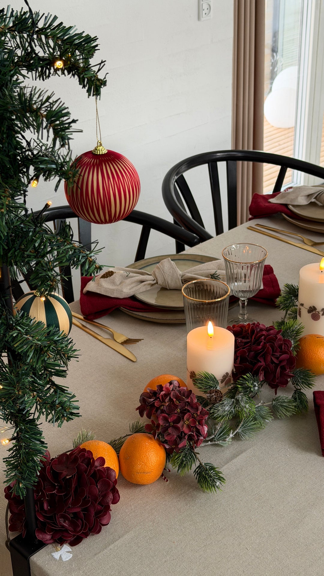 3 stk. Hortensia Blomster i Bordeaux (H55cm)