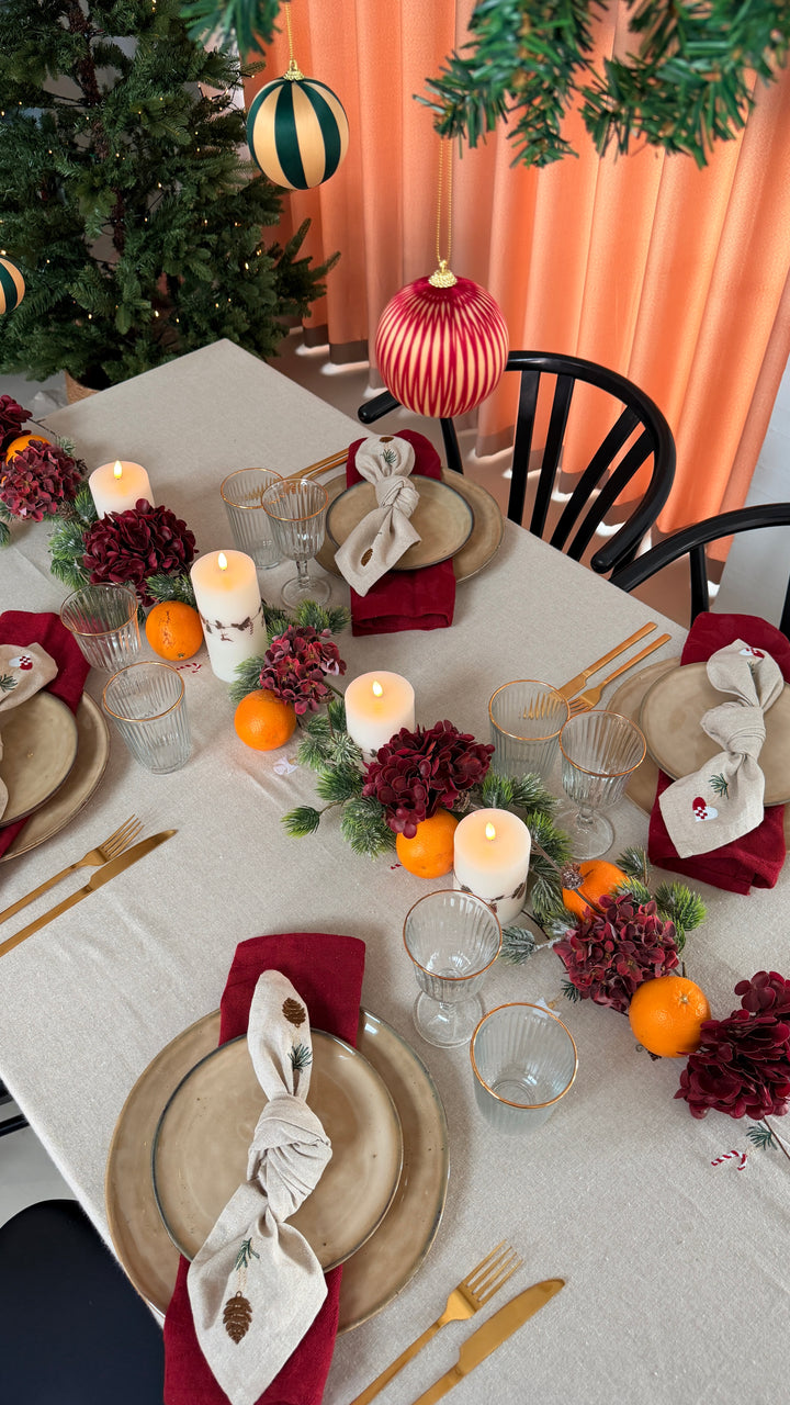 Julemundserviet m Grankogle Broderi (40x40cm)