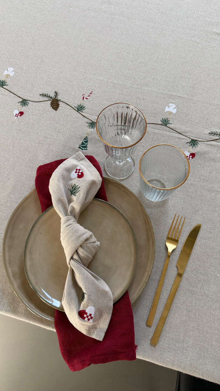 Julemundserviet m Hjerte Broderi (40x40cm)