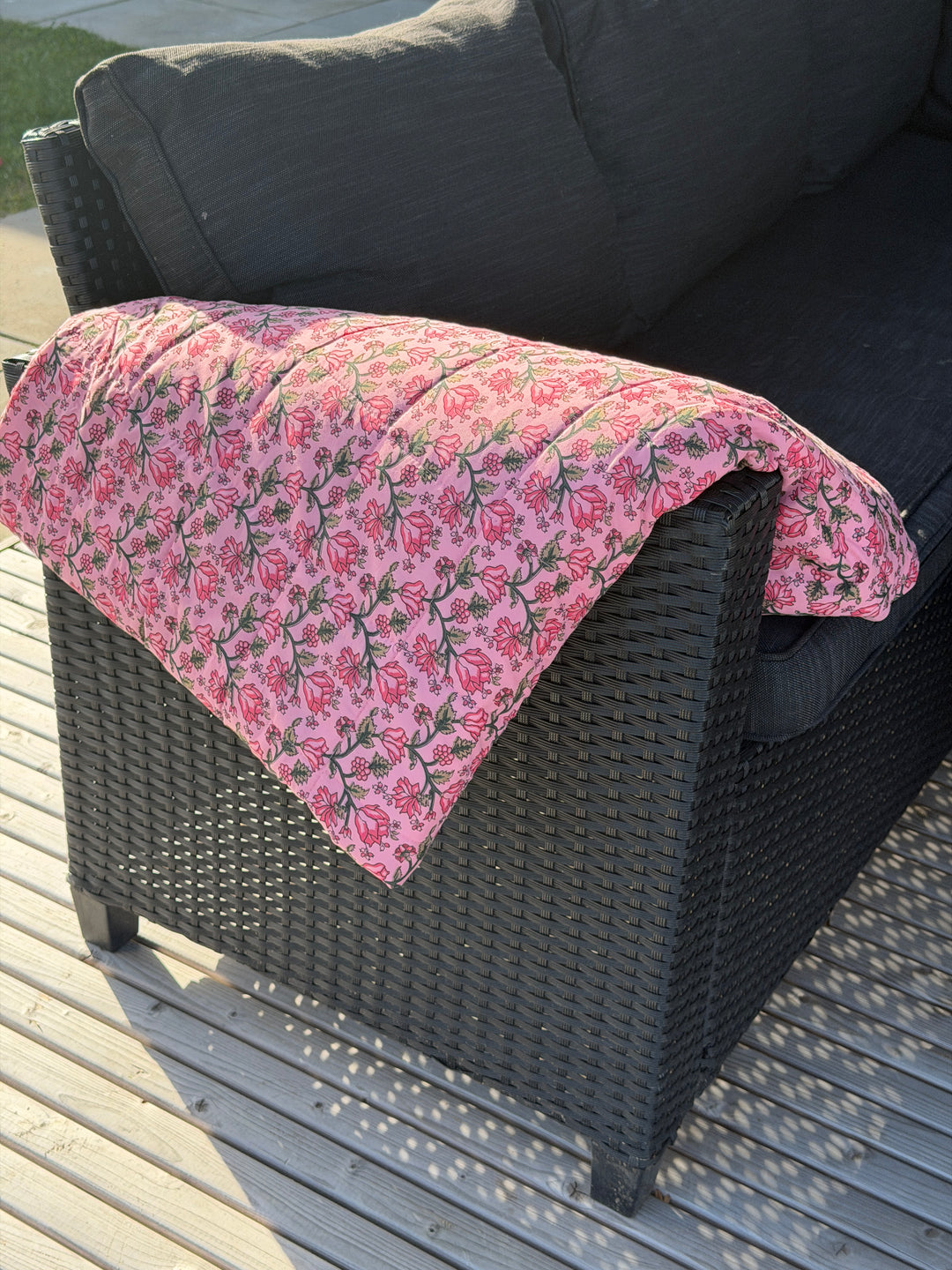 Quilt (130x180 cm) Lyserøde m Blomster