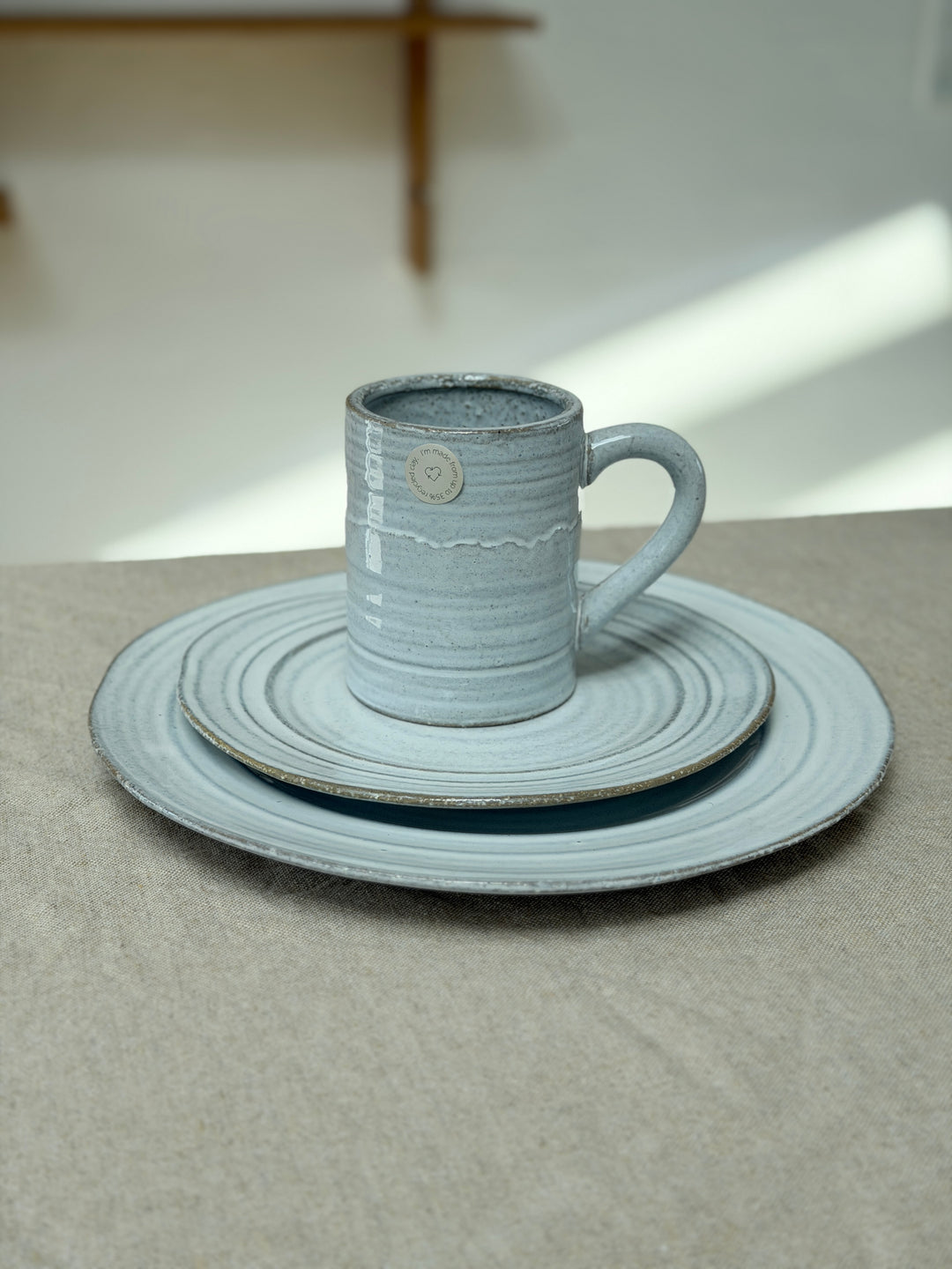 6 stk. Frokosttallerkener i Blå/Hvid (Ø19,5cm)